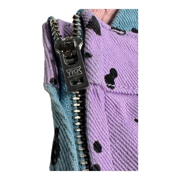 Lazy Oaf X Studio Arhoj Paint Splatters Pink Blue Purple Color block Denim Dress - Picture 12 of 13